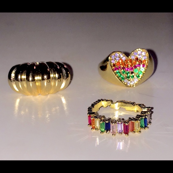 set of 3 gold rings - Picture 1 of 5